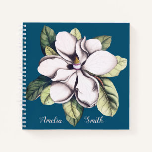 Magnolia Flower Monogram Name Notebook