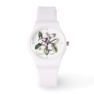 Magnolia Flower Monogram Name Watch