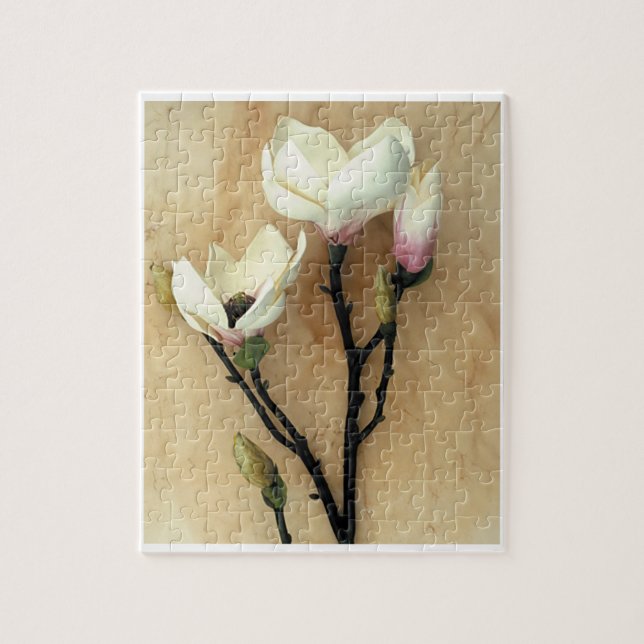 Magnolia flower on Parchment Modern Photography Jigsaw Puzzle (Vertical)
