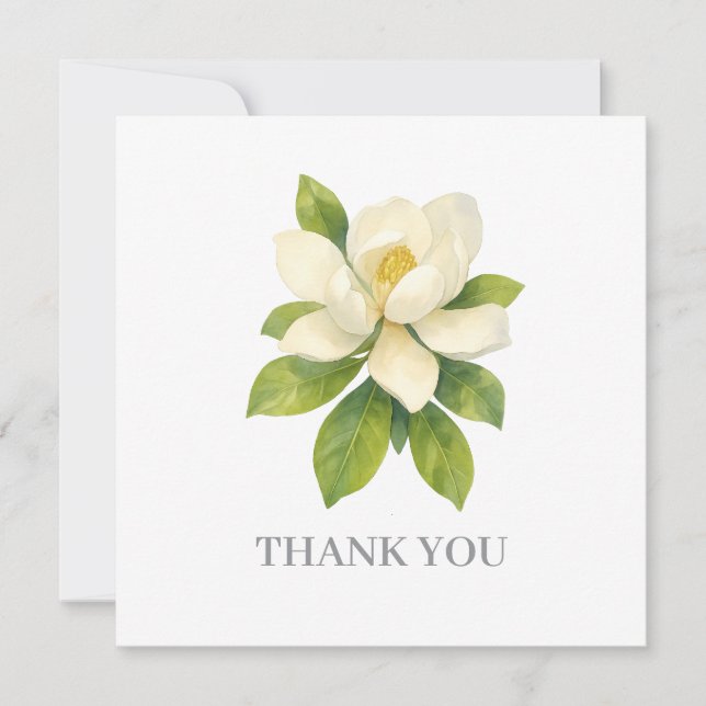 Magnolia Flower Painting Thank You Invitation (Front)