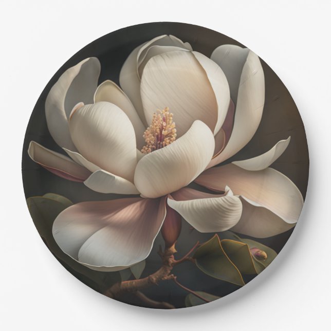 Magnolia Flower Paper Plate (Front)