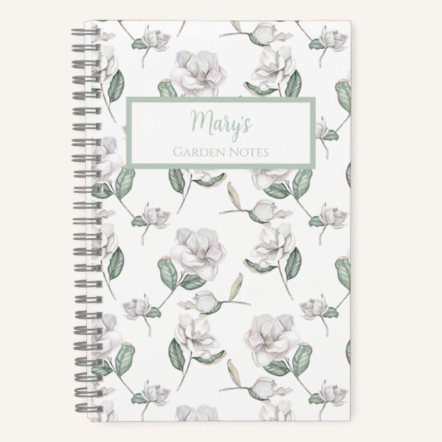 Magnolia Flower Personalized Journal Notebook (Front)