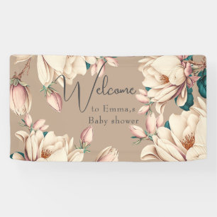 Magnolia flower petals  baby shower  banner