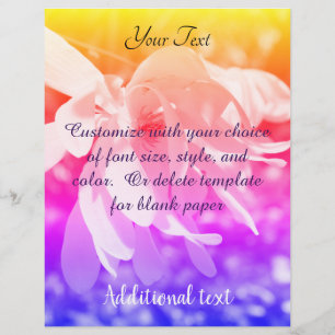 Magnolia Flower Rainbow Colours Custom Letterhead