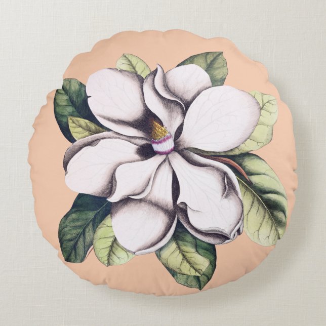 Magnolia Flower Round Cushion (Front)