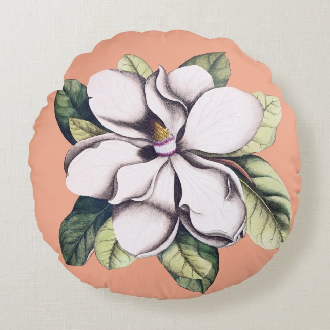 Magnolia Flower Round Cushion (Front)