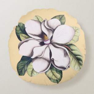Magnolia Flower Round Cushion