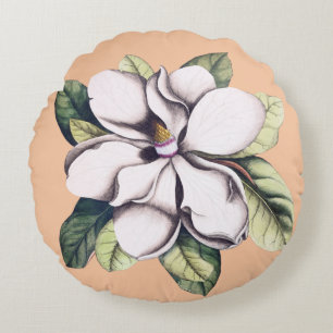 Magnolia Flower Round Cushion