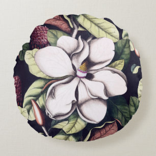Magnolia Flower Round Cushion