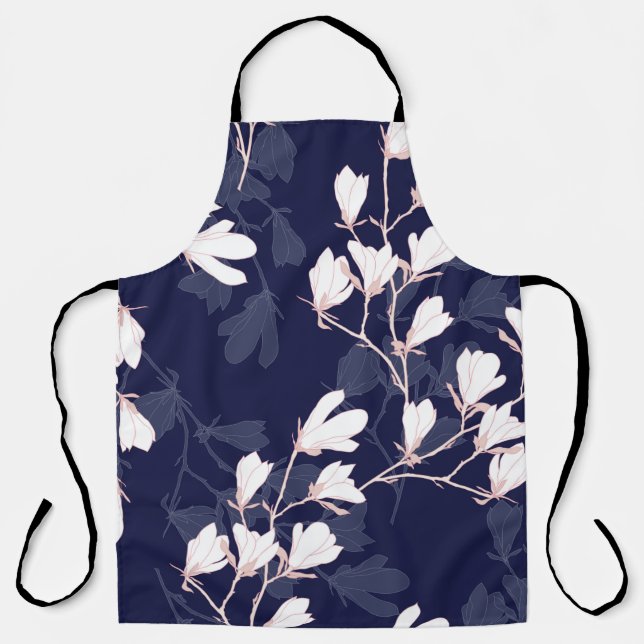 Magnolia flower seamless pattern with white flower apron (Front)