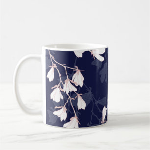 Magnolia flower seamless pattern with white flower coffee mug