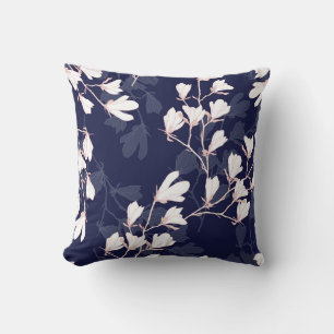 Magnolia flower seamless pattern with white flower cushion