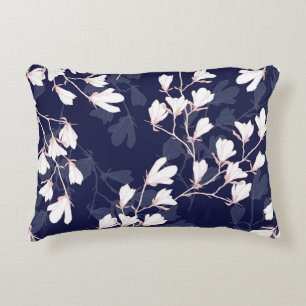 Magnolia flower seamless pattern with white flower decorative cushion