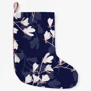 Magnolia flower seamless pattern with white flower small christmas stocking