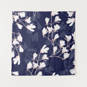 Magnolia flower seamless pattern with white flower tapestry