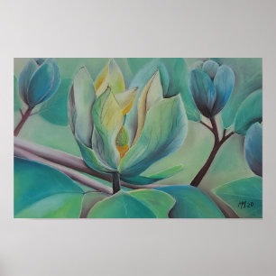 Magnolia Flower Wall Art Botanical Poster Soft