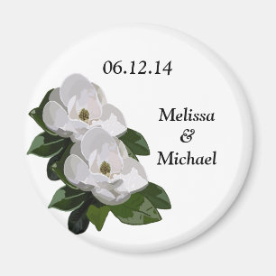 Magnolia Flower Wedding Save the Date Magnet