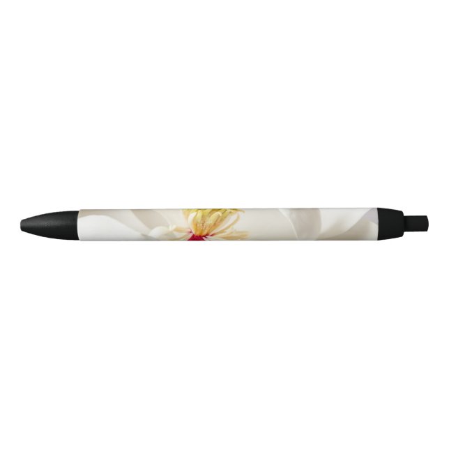 Magnolia Flower White Magnolias Floral Blossom Black Ink Pen (Front)