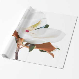 Magnolia Flower White Magnolias Floral Blossom Wrapping Paper