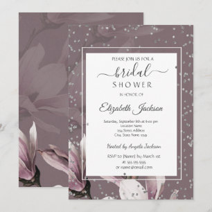 Magnolia  Flowers Diamonds Bridal Shower   Invitation