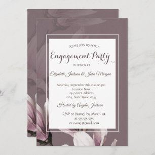 Magnolia Flowers Engagement  Invitation