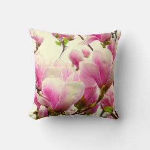 Magnolia Flowers Floral Botanical Blossom Chic Cushion