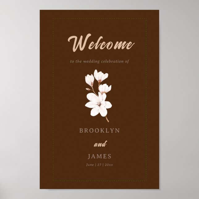 Magnolia Flowers Guestbook Sign (Front)