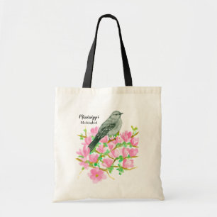 Magnolia Flowers Mockingbird Mississippi Souvenir Tote Bag