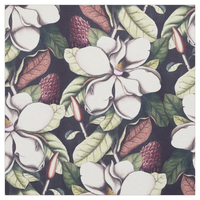 Magnolia Flowers Pattern Fabric (Swatch)