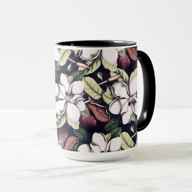 Magnolia Flowers Pattern Mug (Front Right)