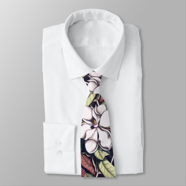 Magnolia Flowers Pattern  Tie (Tied)