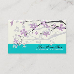 Magnolia flowers purple turquoise blue floral business card