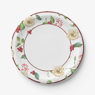 Magnolia, Foliage and Berries Paper Plate