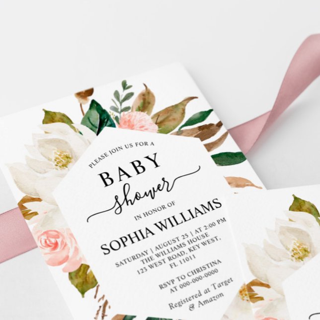 Magnolia Frame Floral Baby Shower Invitation (Creator Uploaded)
