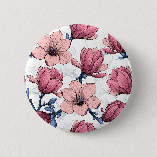 Magnolia garden 2 6 cm round badge (Front)