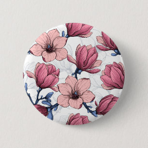 Magnolia garden 2 6 cm round badge