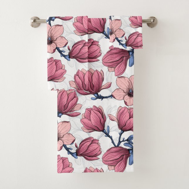 Magnolia garden 2 bath towel set (Insitu)