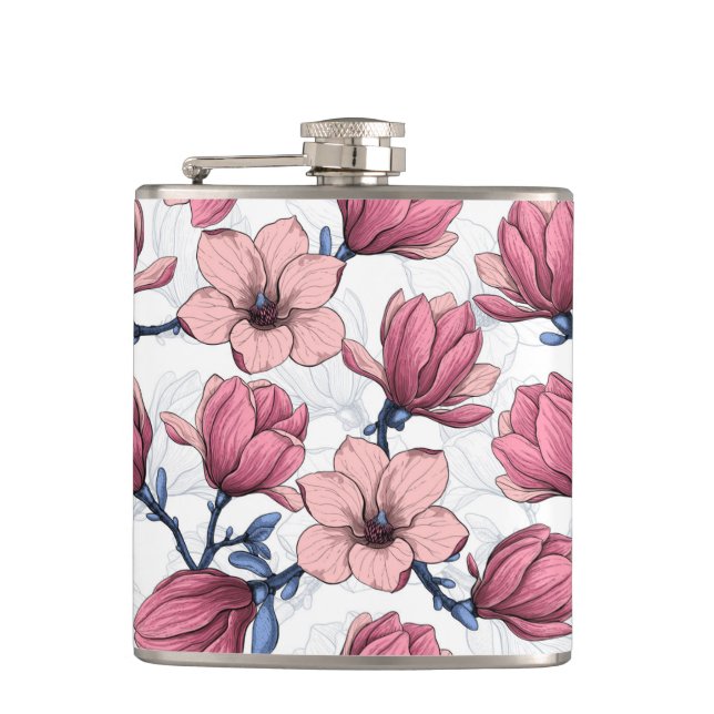 Magnolia garden 2 hip flask (Front)