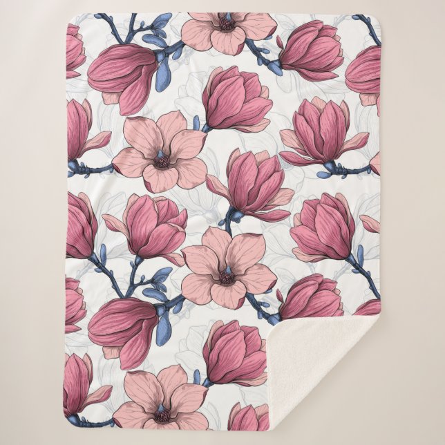Magnolia garden 2 sherpa blanket (Front)