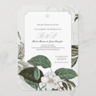 Magnolia Garden Arched Edge Wedding Invitation