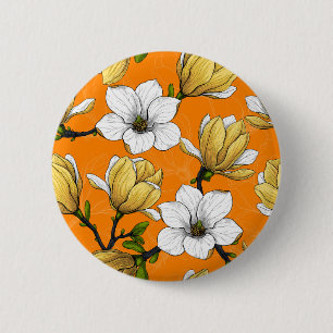 Magnolia garden in yellow 6 cm round badge