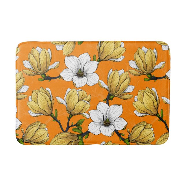 Magnolia garden in yellow bath mat (Front)