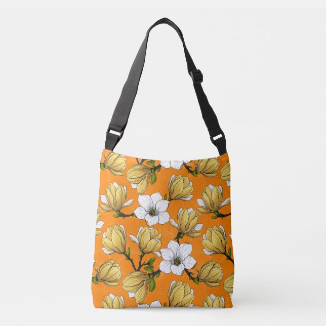 Magnolia garden in yellow crossbody bag (Front)