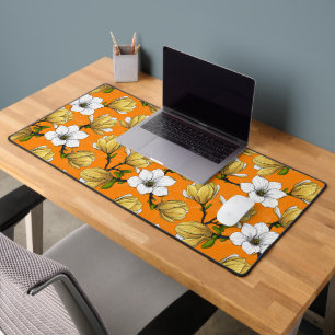 Magnolia garden in yellow desk mat