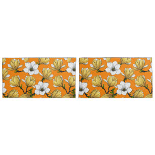 Magnolia garden in yellow pillowcase