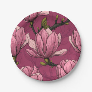Magnolia garden paper plate