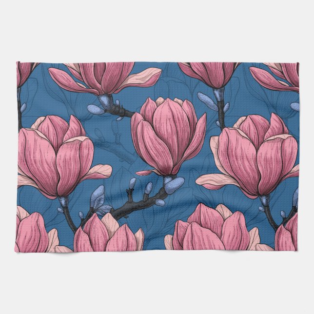 Magnolia garden tea towel (Horizontal)