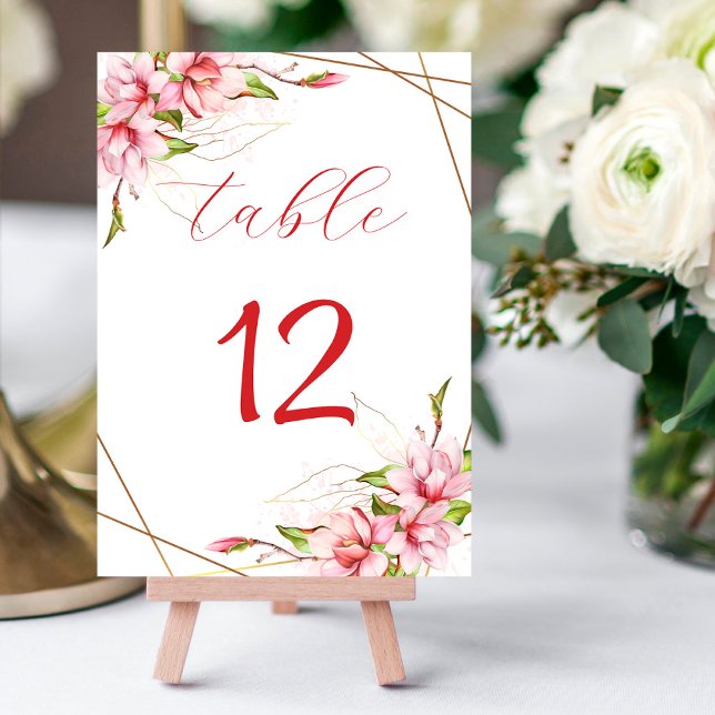 Magnolia geometric frame gold foil table number (Creator Uploaded)