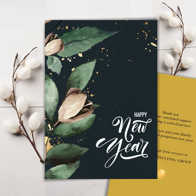 Magnolia Gold | Corporate Business Happy New Year Holiday Card (Creator Uploaded)