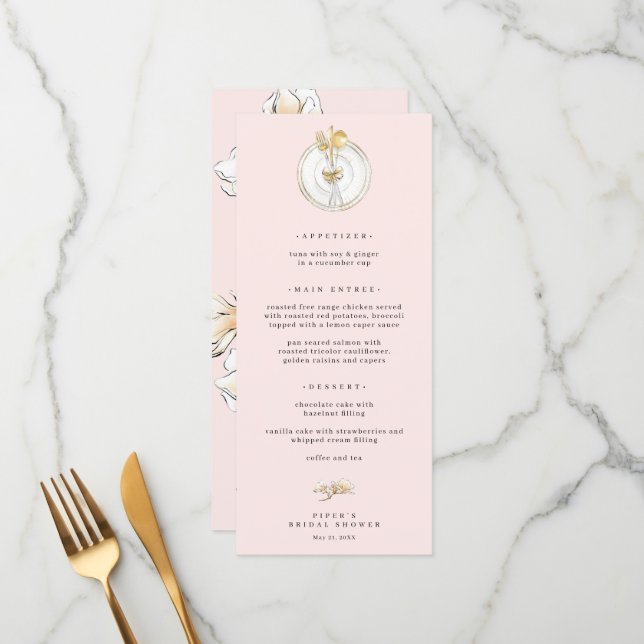Magnolia Gold Table Setting Wedding Menu (Front/Back In Situ)